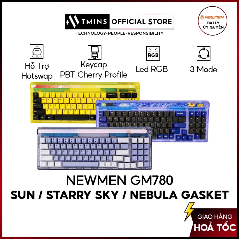 Bàn phím cơ không dây newmen GM780 Sun / Starry Sky / Nebula Gasket chính hãng bảo hành 2 năm