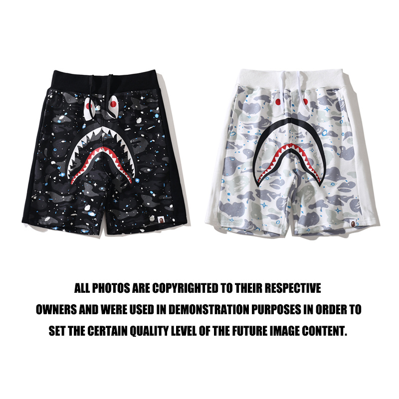 BAPE Shark Head Luminous Starry Shorts Black and White Shorts quần thời trang