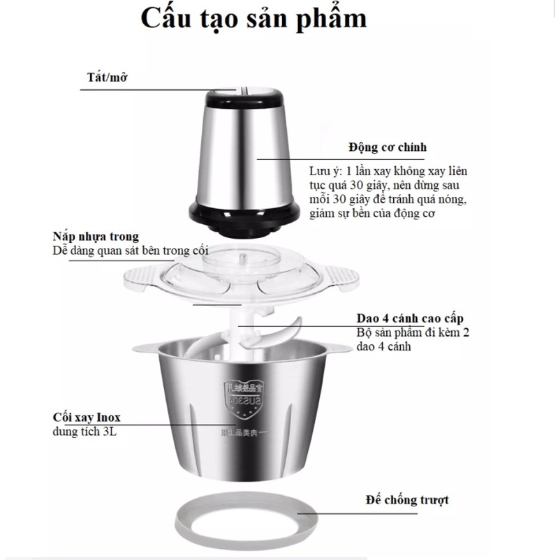 MÁY XAY THỊT XAY THỰC PHẨM ĐA NĂNG KITCHEN EXPERT 250W LOẠI 2L [HDA]