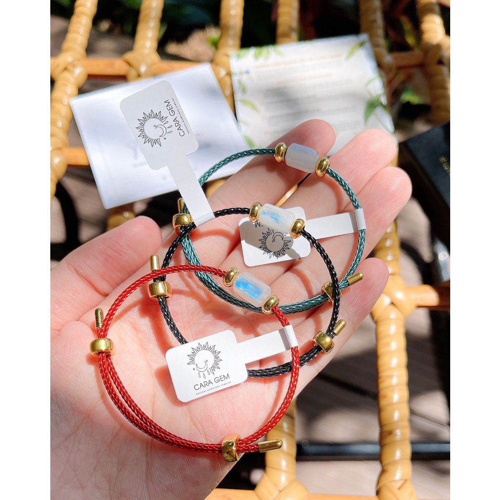Vòng Tay Nữ Lu Thống Moonstone Dây Đeo Freesize Phong Thuỷ Cầu Tài Cầu Công Danh Và May Mắn Cara Gem CR12