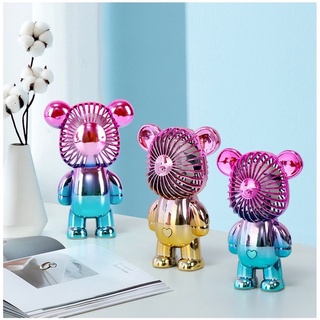 Quạt Cầm Tay Mini Hình Gấu Bearbrick Hoạt Hình Siêu Dễ Thương, Quạt Tích Điện Dùng Cho Văn Phòng, Vui Chơi Ngoài Trời