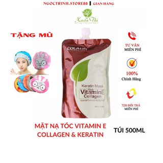 Kem ủ, xả toc collagen vitamin e colatin mask ủ tóc siêu mềm mượt túi 500ml hàng chính hãng