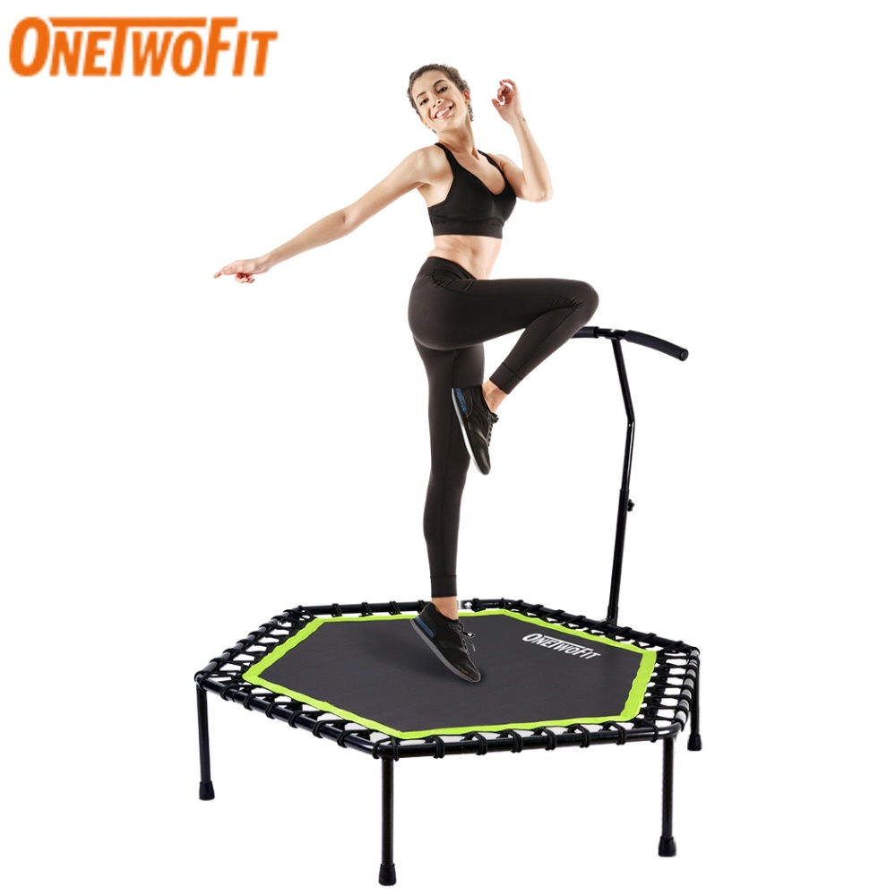 OneTwoFit Tấm bạt lò xo 48 inch Trampoline với Tay cầm có thể điều chỉnh sàn nhún  OT064