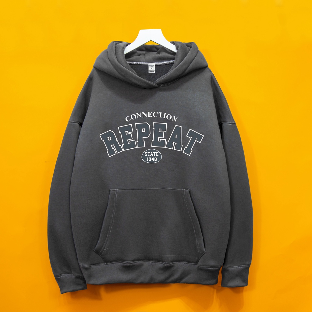 Áo nỉ Hoodie REPEAT 1948 Hogoto shop, áo nỉ bông cotton unisex nam nữ form rộng oversize chất liệu Cotton