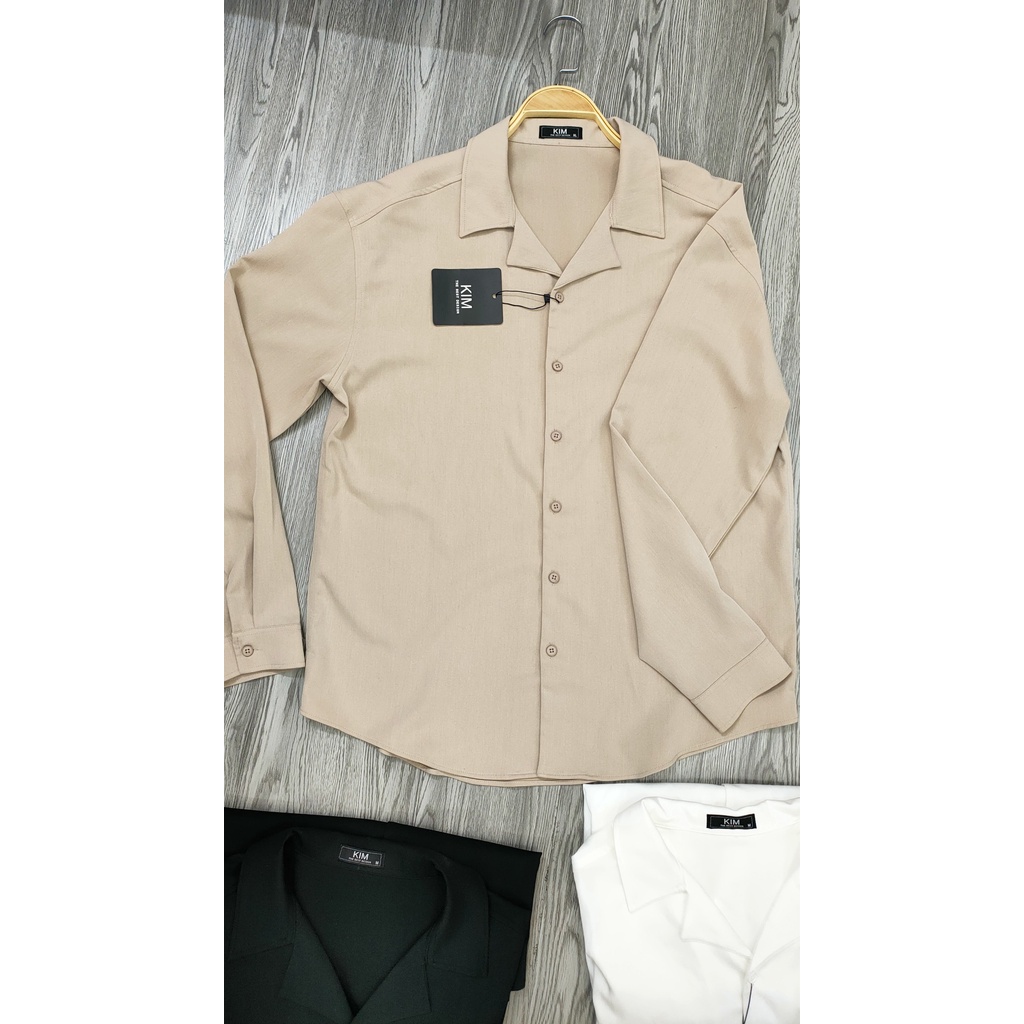 Áo sơ mi nam nữ dài tay cổ Vest UNISEX trơn 3 màu đen trắng be sữa chất đẹp hàng Quảng Châu | BigBuy360 - bigbuy360.vn