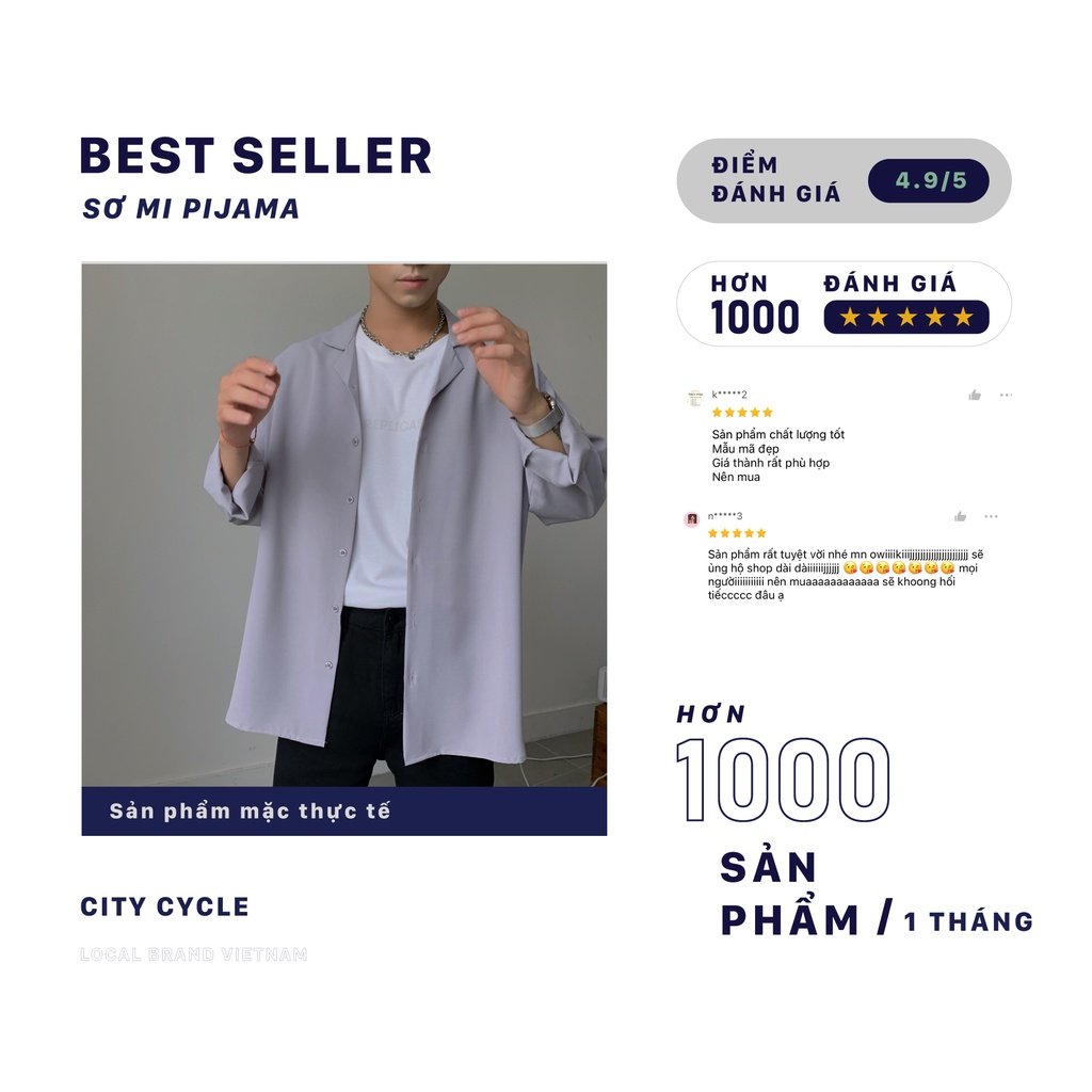 Áo sơ mi local brand Pijama dài tay City Cycle vải đũi form rộng nam nữ oversize unisex