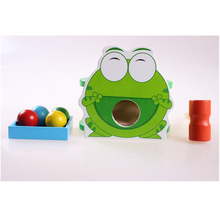 Đập bóng hình chú ếch - Đồ chơi gỗ vận động an toàn cho trẻ
