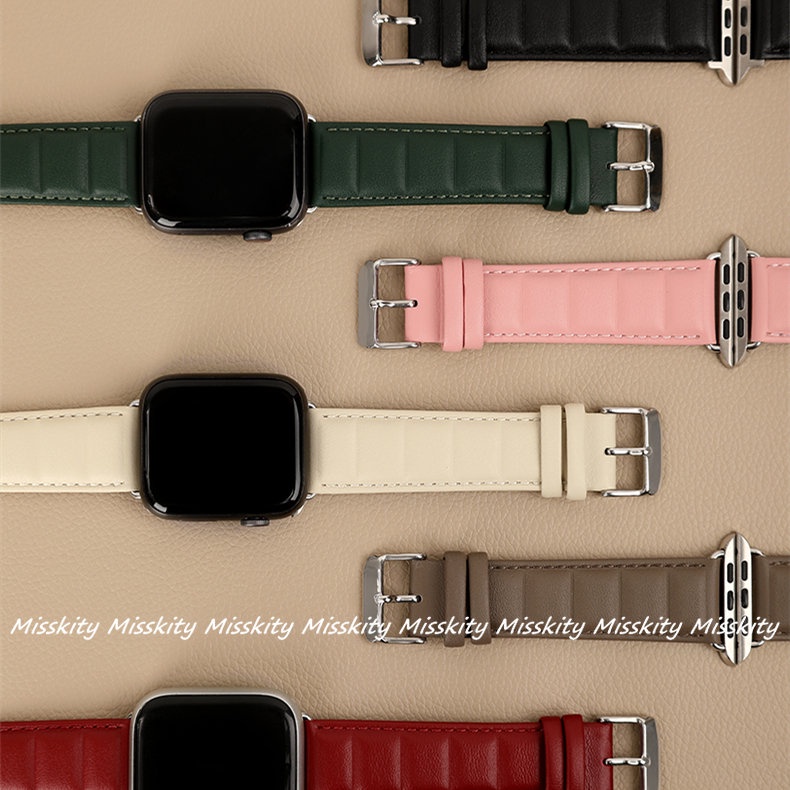 Dây Da Bò Đeo Đồng Hồ Apple Watch Ultra Series 8 7 6 SE 5 4 45mm 41mm 42mm 38mm 44mm 40mm IWatch 6 5 4 Air