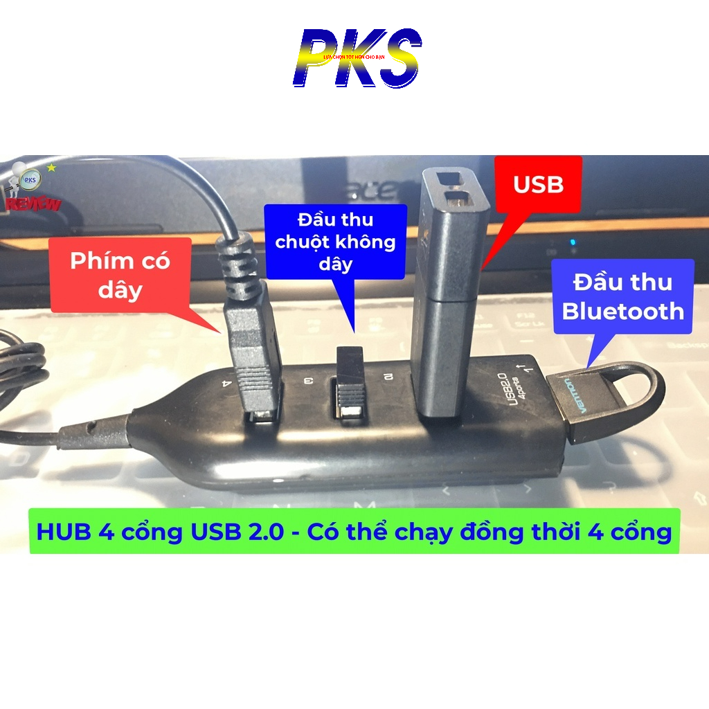 Hub chia USB 4 cổng tốc độ cao - Bộ hub 4 port USB - Màu đen