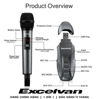 Mic hát trên xe oto - micro karaoke excelvan k18v cho loa bluetooth jbl: xtreme, harman kardon onyx studio