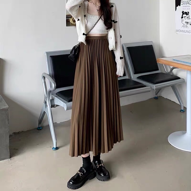 Chân váy xếp ly dáng dài 82cm