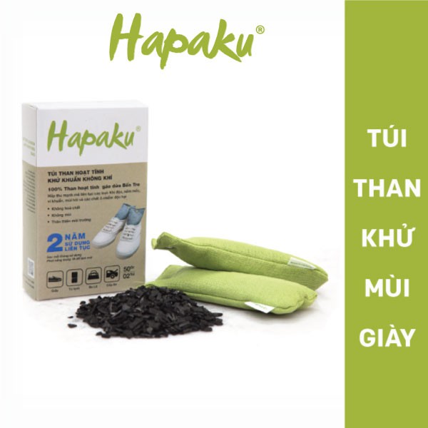 Túi than hoạt tính khử mùi giày - 100% từ gáo dừa Bến Tre (Hộp 2 túi) - Hapaku