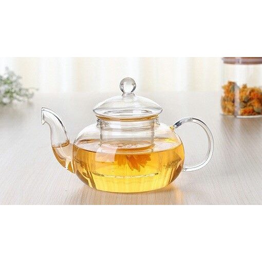 Ấm pha trà thủy tinh quai tròn 600ml