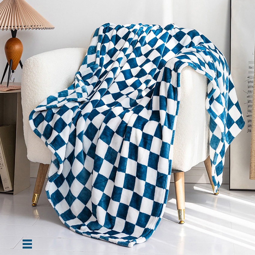 Chăn Vải Lông Cừu San Hô Siêu Mềm Họa Tiết Kẻ Sọc Cho Giường Ngủ/Văn Phòng/Nhà Ở