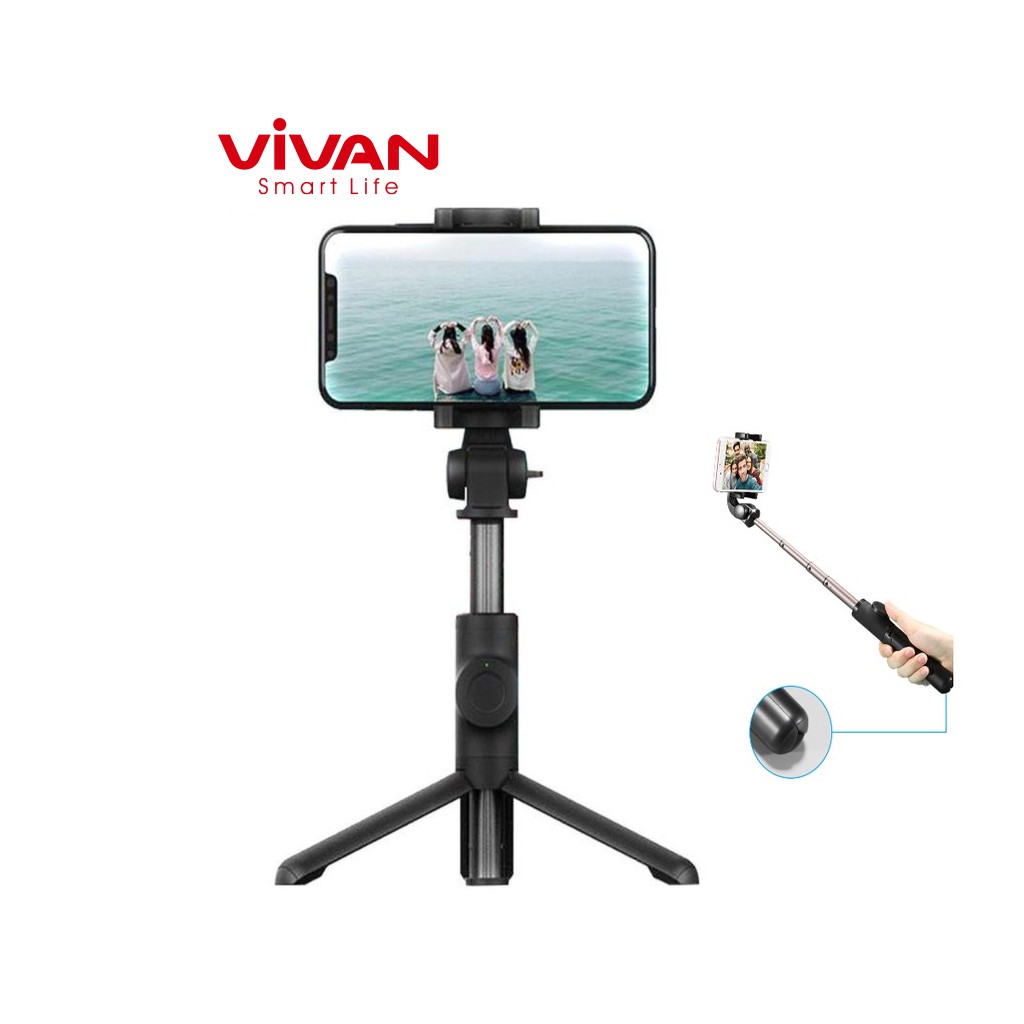Gậy Chụp Hình Remote Bluetooth VIVAN ST-B01 Đa Năng Có Giá Đỡ Xoay 360 Độ Dễ Dàng Mang Theo- BẢO HÀNH 12 THÁNG
