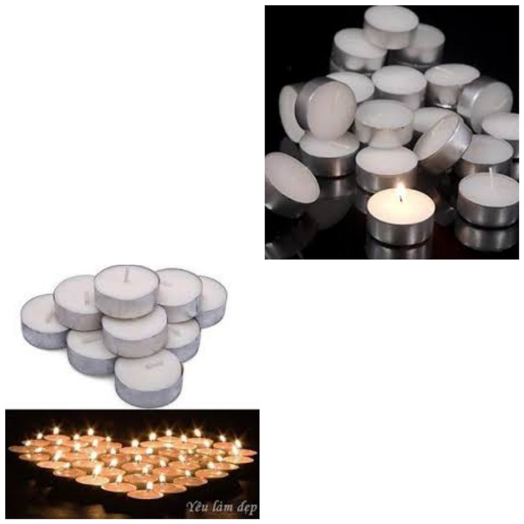 nến tealight trắng hộp 100 viên cháy 4h