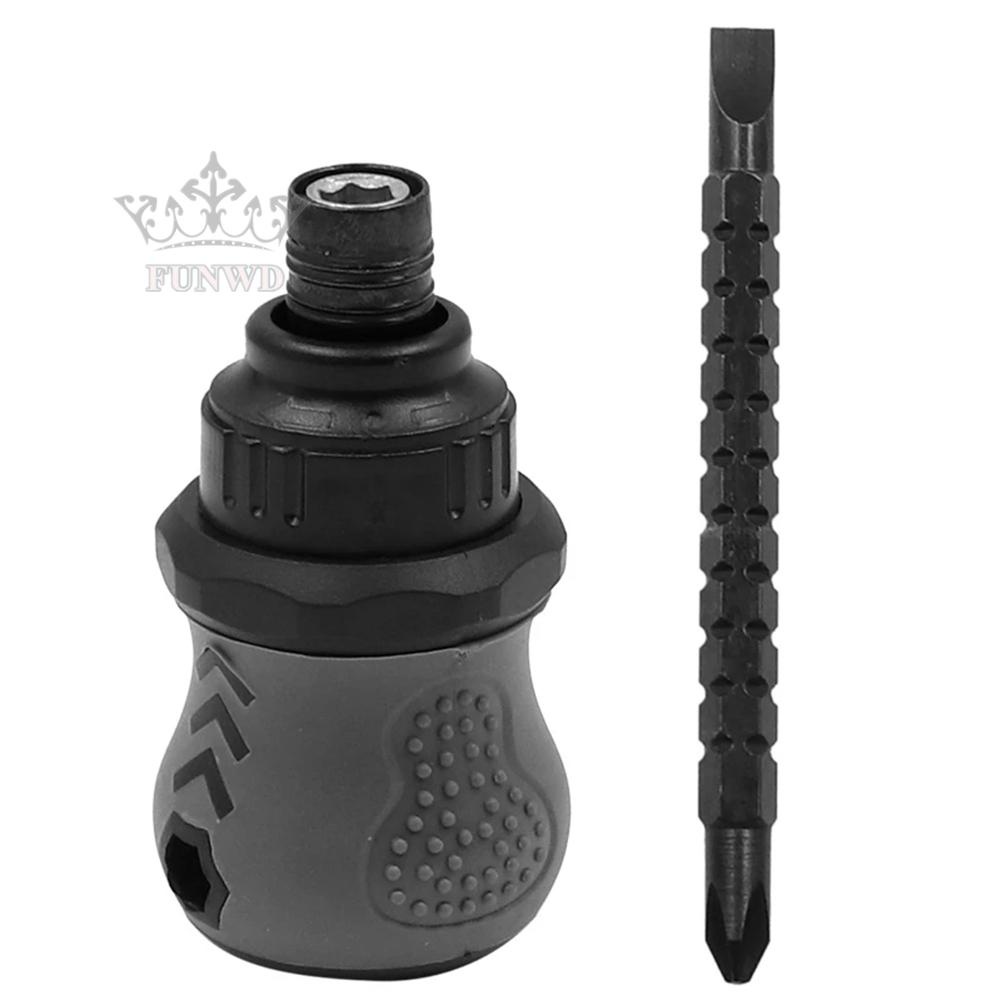 【FUNWD】2In1 Man Ratchet Wrench Screwdriver Ratchet Handle Carbon Steel Screwdriver Part