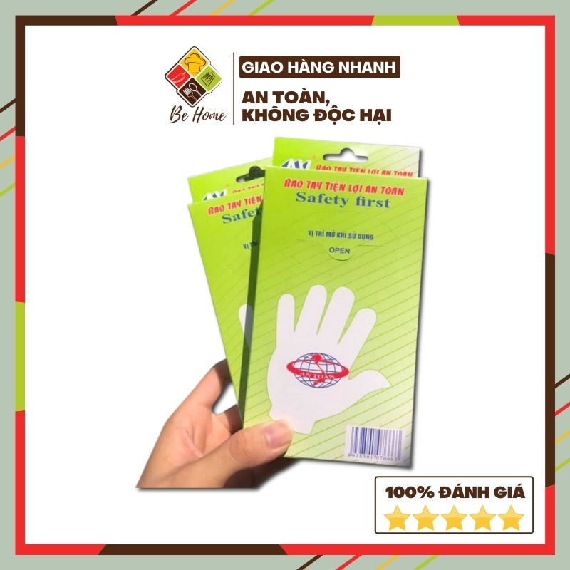 Găng tay dùng 1 lần BEHOME Bao tay nilon nấu bếp Găng tay nhuộm tóc (Hộp 100c/50 đôi)