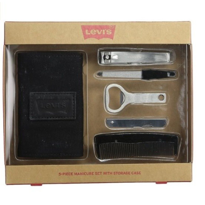 Bộ đồ nghề chăm sóc sắc đẹp nam giới Levi's Men's Manicure Tool Roll Gift Set with House Mark Logo (Mỹ)