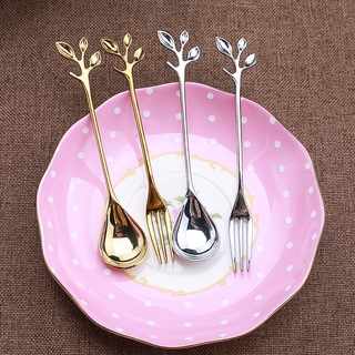 1pc Tableware + 1pc Fork Spoon Tea Coffee Spoons Steak Fork Dessert Fruit Fork