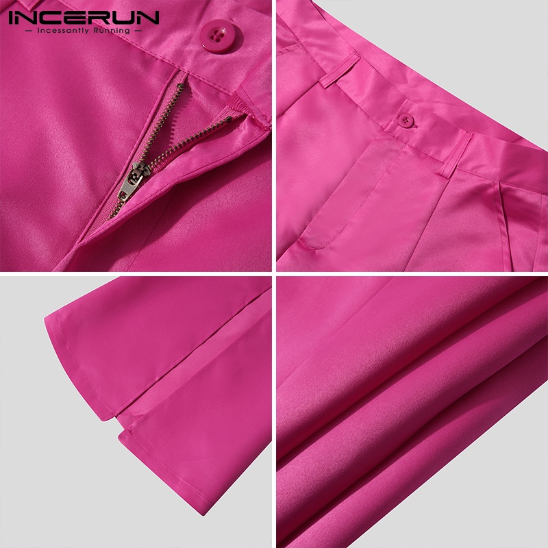 Quần dài suông rộng INCERUN lưng cao xẻ trước thiết kế thời trang nam