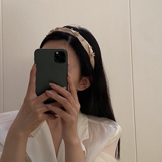 Băng đô bờm tóc Yves lụa mix charm hoa BĐ023 Tiemdocuatui