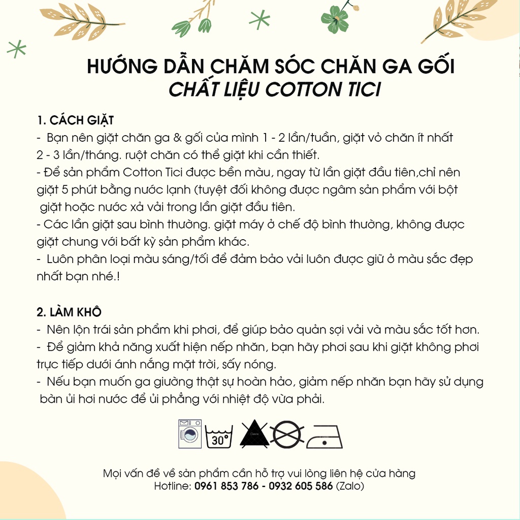 Bộ chăn ga gối cotton tici trơn màu, decor phòng ngủ basic phong cách hiện đại Hàn Quốc nhiều kích thước ga nệm M4 M6 M8