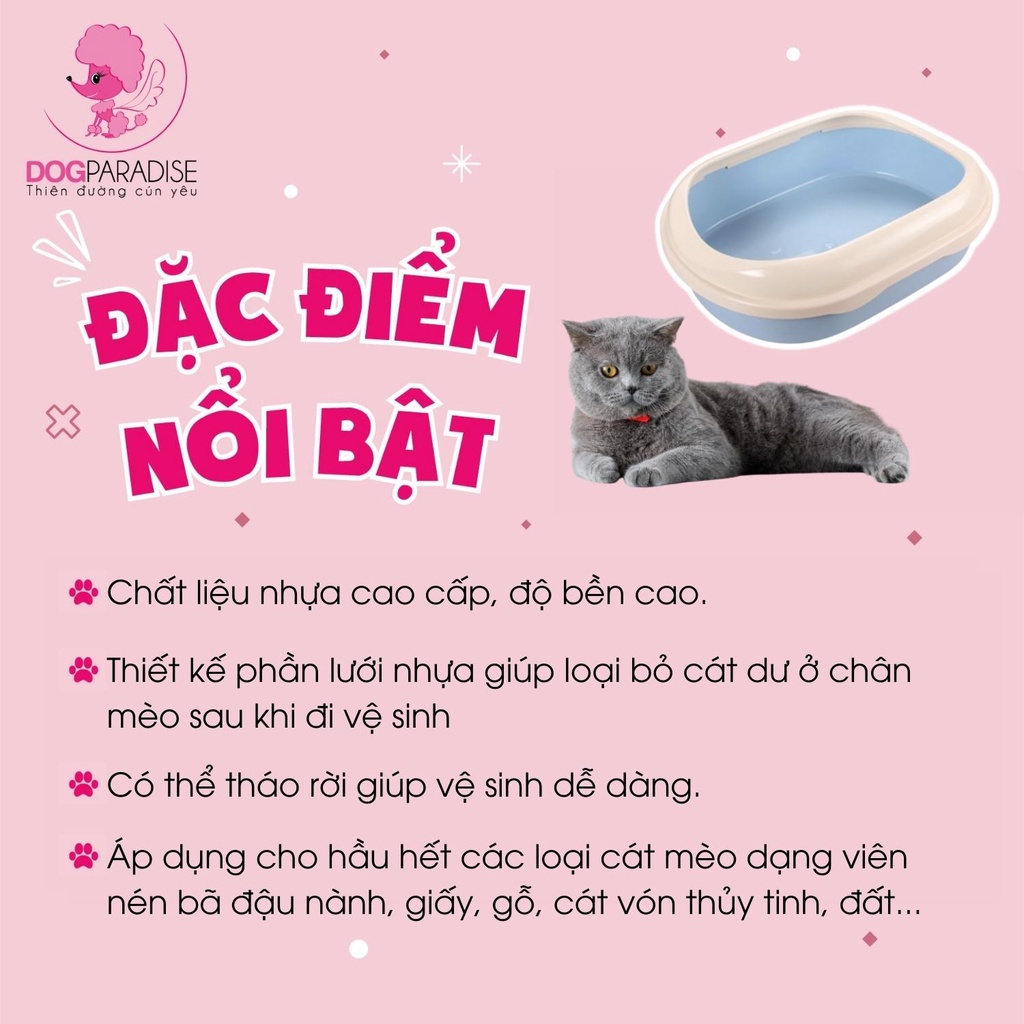 Khay vệ sinh cho mèo Pian Pian hình Elip chất liệu nhựa cao cấp 48 x 36 x 13 cm - Dog Paradise
