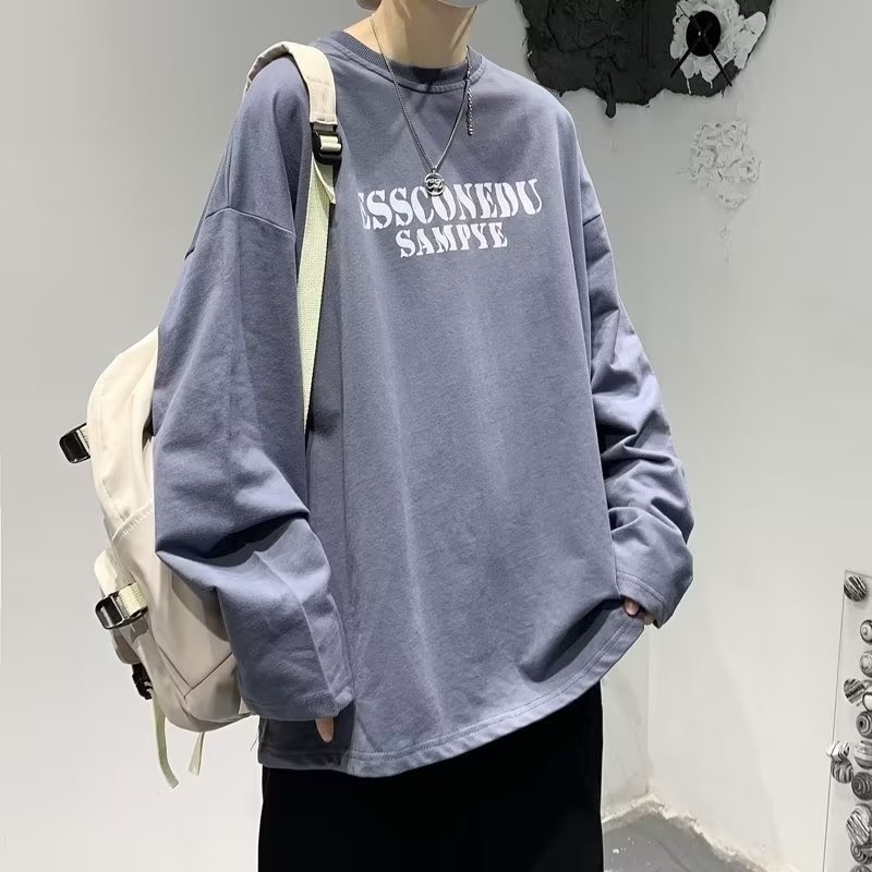 Áo Thun Tay Dài Dáng Rộng In Chữ Phong Cách Hip Hop Nhật Bản Thời Trang Cho Nam Và Nữ Size M-5XL