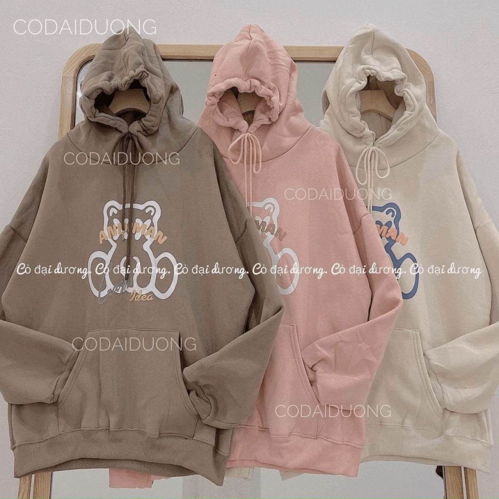 ÁO NỈ HODDIES FORM RỘNG HÀN QUỐC , THỜI TRANG , Y hình họa tiết cực xinh HHP