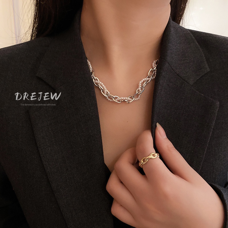 DREJEW Dây Chuyền Đính Ngọc Trai Phong Cách Âu Mỹ Đơn Giản Thời Trang