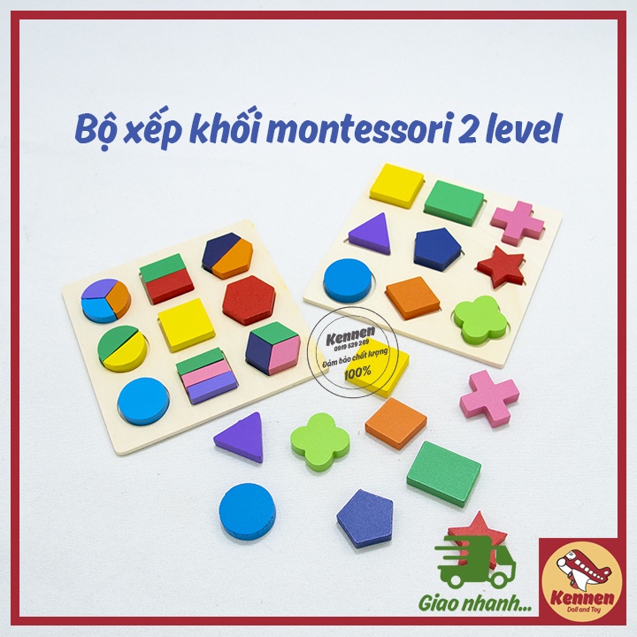 Bộ xếp khối montessori bé từ 1-3 tuổi