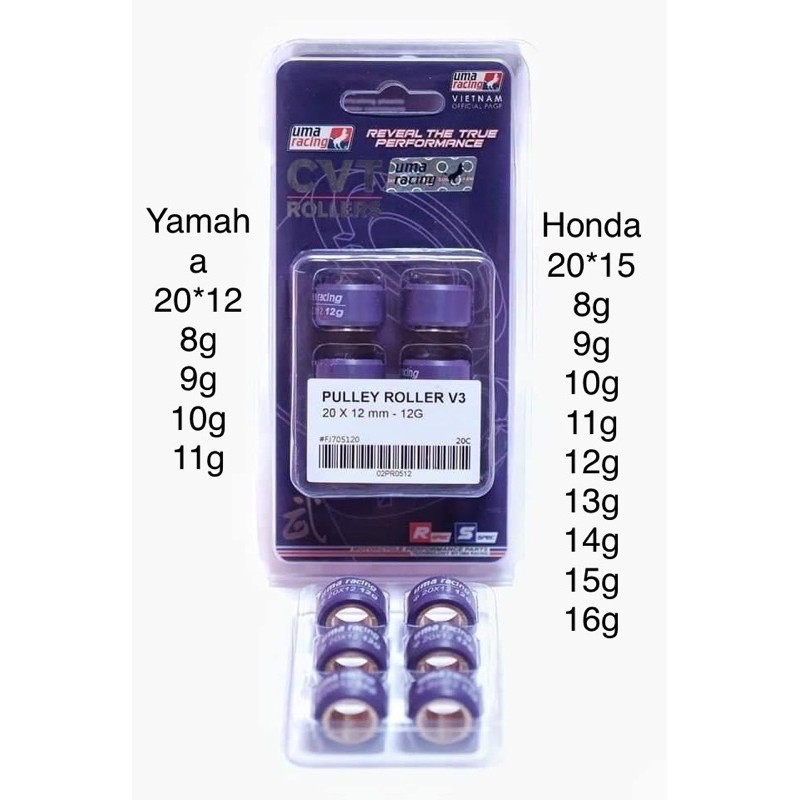 Bi nồi tay ga UMA racing Honda 20-15 và yamaha 20-12 CHÍNH HÃNG