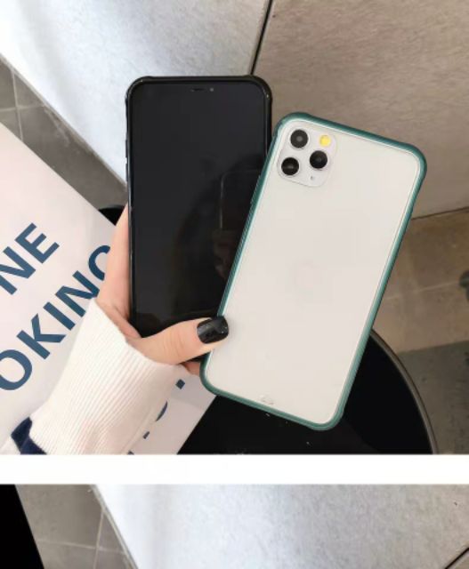 Ốp Lưng Nhám Viền Xanh Rêu 6plus 7plus 8plus X XS XSMAX 11 PRO MAX