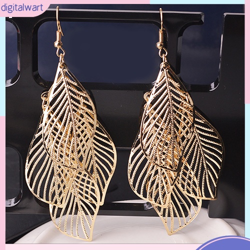 Khuyên tai hình 4 chiếc lá xếp chồng độc đáo cho nữ