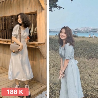 Váy liền thân midi cột eo