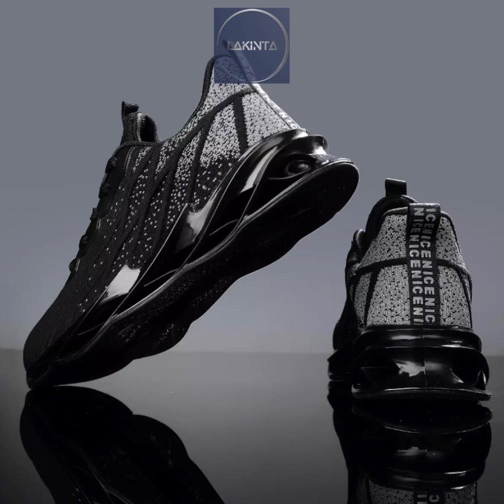 Giày Thể Thao Nam Tập Gym Chạy Bộ Thể Dục Lakinta giày sneaker nam hàn quốc cổ thấp 2 màu đen trắng giá rẻ đẹp GOW68 *^d