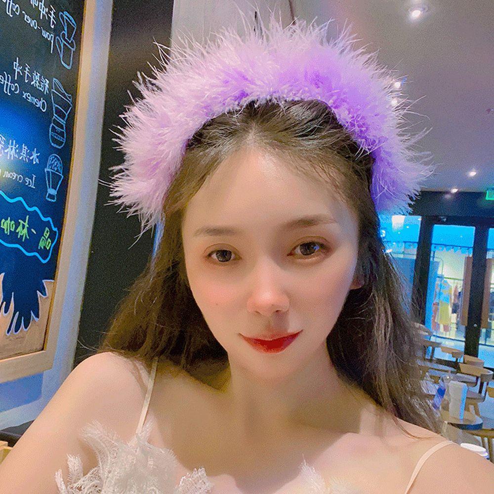 Băng Đô Cài Tóc Đính Lông Vũ Phong Cách Hàn Quốc Tinh Tế Đơn Giản WMES15H