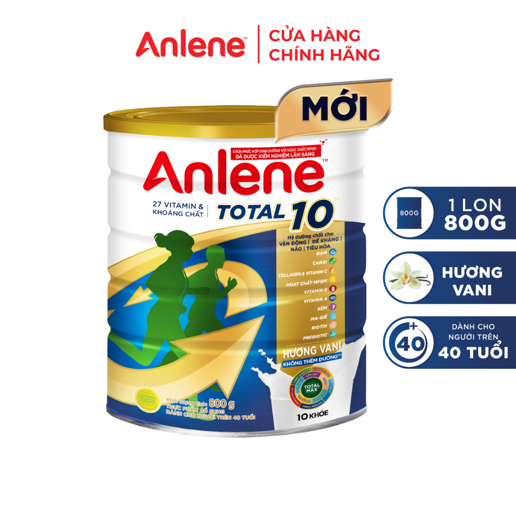 [Độc quyền online] Bộ quà tặng Sữa bột bổ sung dinh dưỡng Anlene Total 10 lon 800g + nồi cao cấp