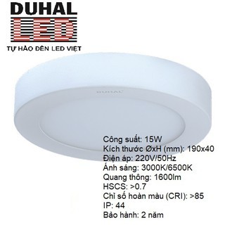 ĐÈN LED PANEL ỐP TRẦN TRÒN 15W DUHAL - KDGC515
