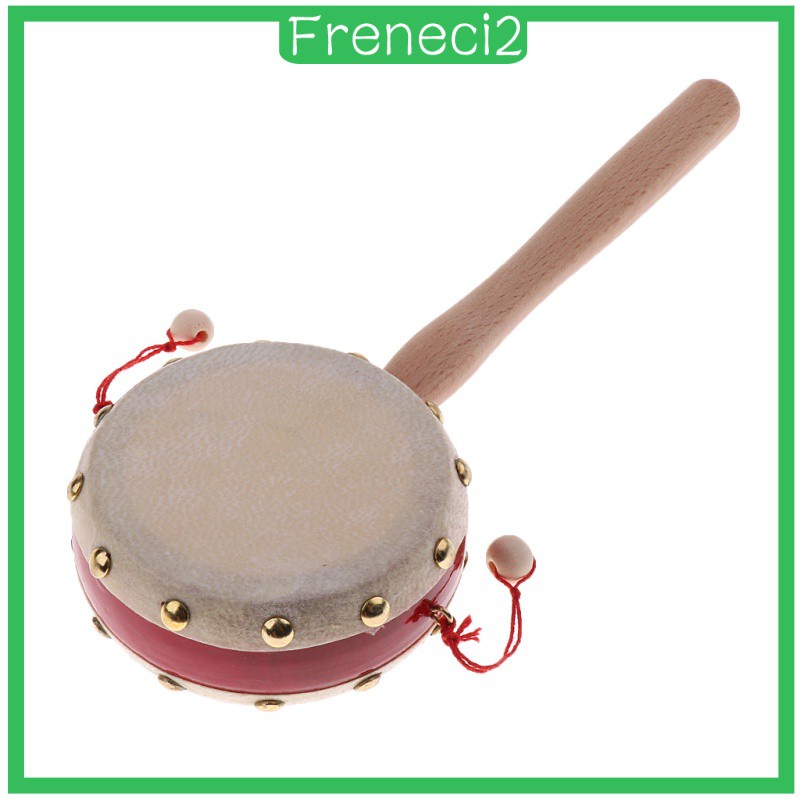 [FRENECI2] Wooden Pellet Drum Rattle Practice Kids Musicality Percussion Toy Green