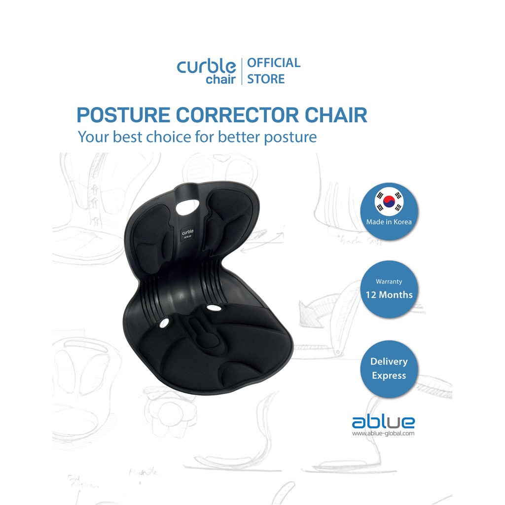 [Chính hãng ABLUE]Ghế điều chỉnh tư thế ngồi chống gù Hàn Quốc Curble chair Comfy- Made in Korea