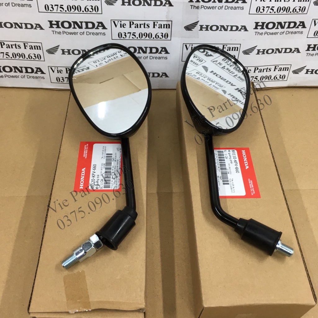 Bộ gương kính chiếu hậu dài Trái - Phải Wave A, RS, S100, Future - Hàng chính hãng Honda