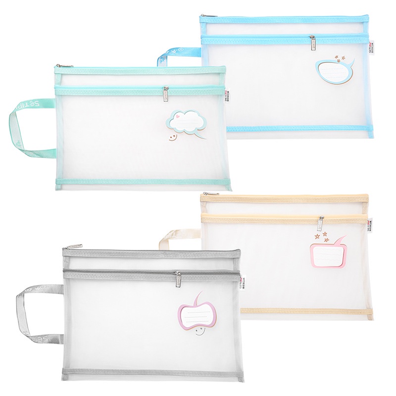 Túi Lưới Đựng Tài Liệu Giấy Tờ Khổ A5 A4 Màu Macaron Trong Suốt Tiện Dụng