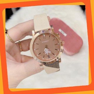 [Siêu bão 2020]  Đồng hồ nữ Burberry mặt nâu cực sang với dây da cao cấp - Versa.watch