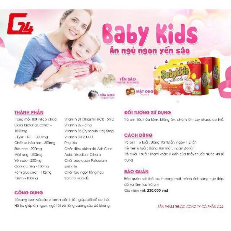 Babykids Ăn Ngủ Ngon Yến Sào 💖Chính Hãng💖 Yến Sào Baby kids Dành Cho Bé Yêu