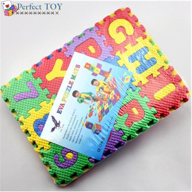 Set 36 Tấm Thảm Xốp Lót Sàn In Chữ & Số Hoạt Hình Vui Nhộn Cho Bé