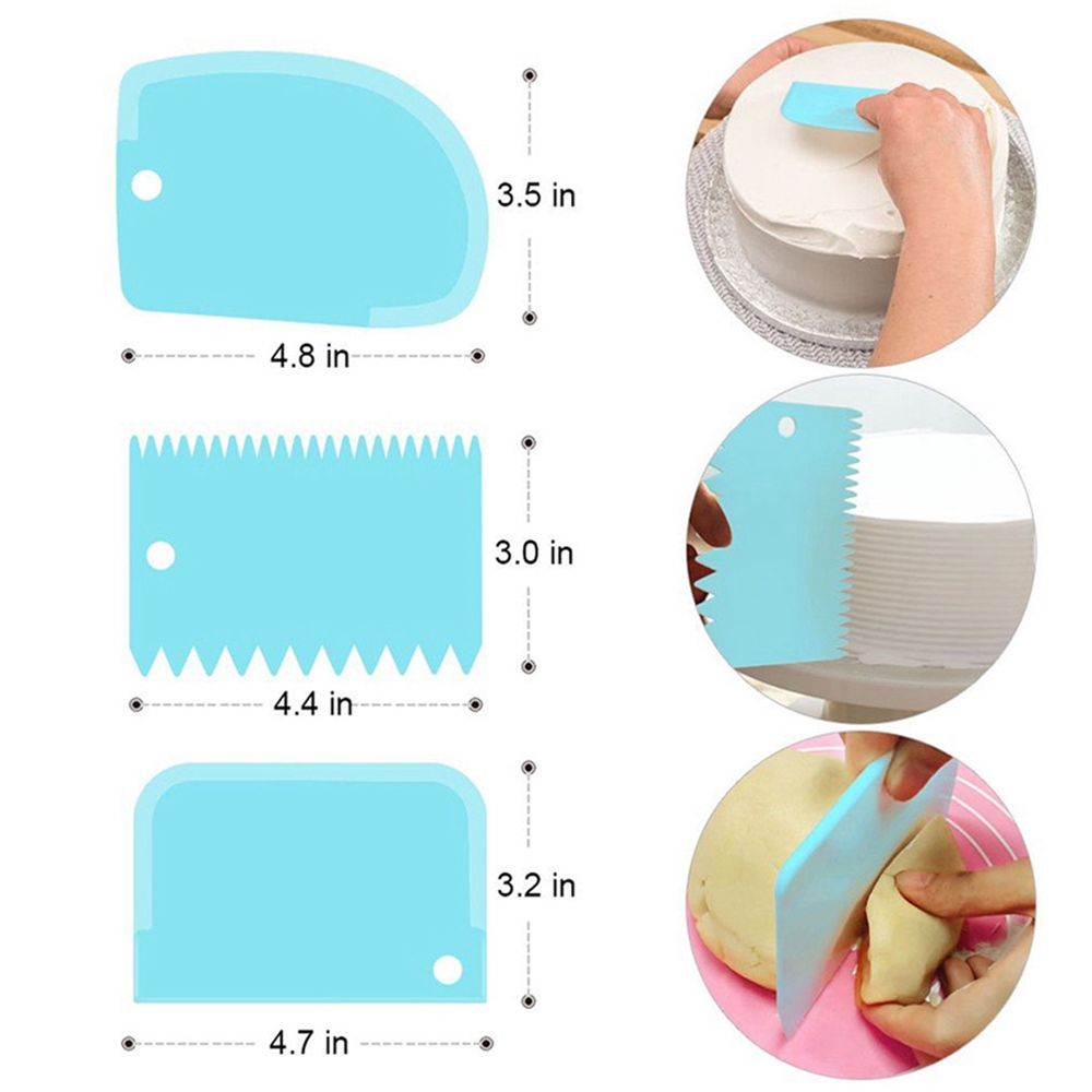 ANEMONE 3Pcs/Set Plastic Jagged Edge Smooth Dough Cutter Scraper