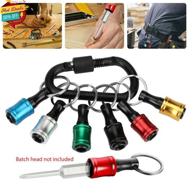 Bộ 6 Giá Đỡ Mũi Khoan Lục Giác 1/4&quot; Bằng Kim Loại Thiết Kế Dạng Móc Khóa Tiện Dụng