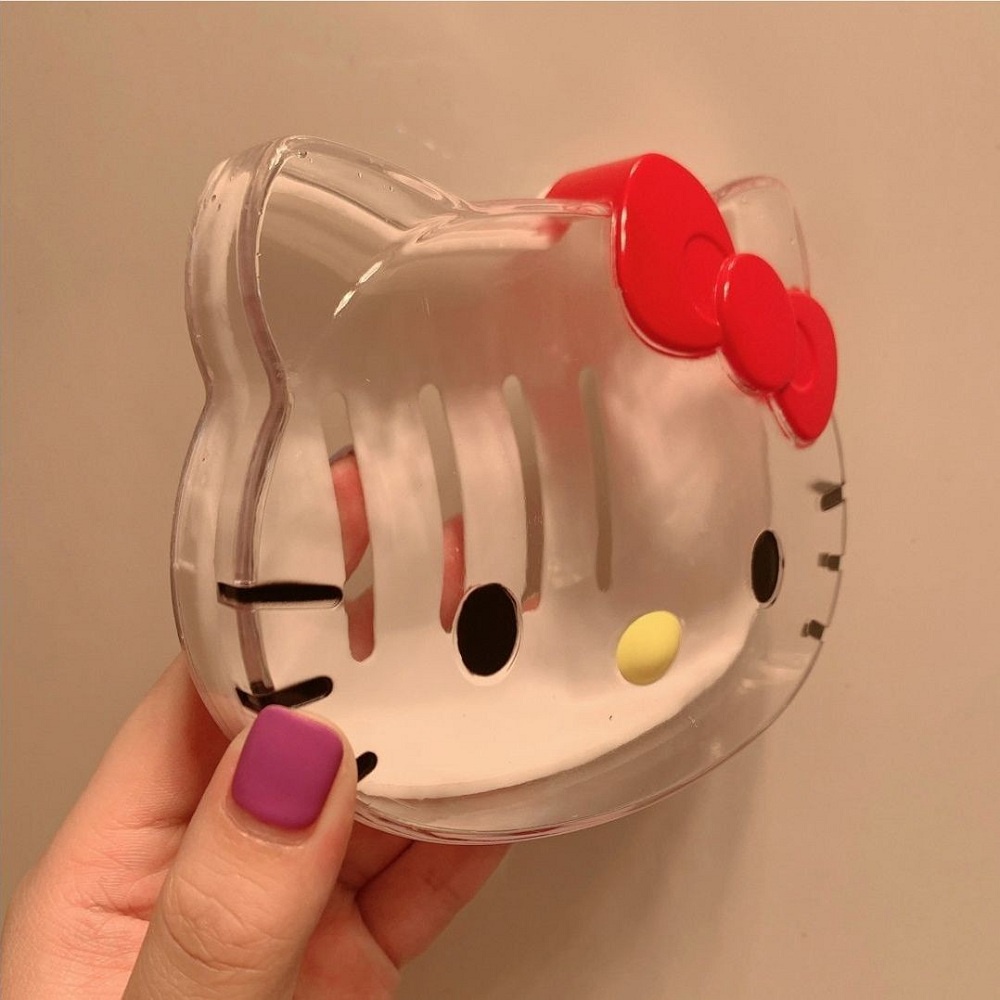 Phim hoạt hình sáng tạo hộp xà phòng hello kitty dễ thương thoát nước nhà tắm hộp lưu trữ du lịch có nắp đậy
